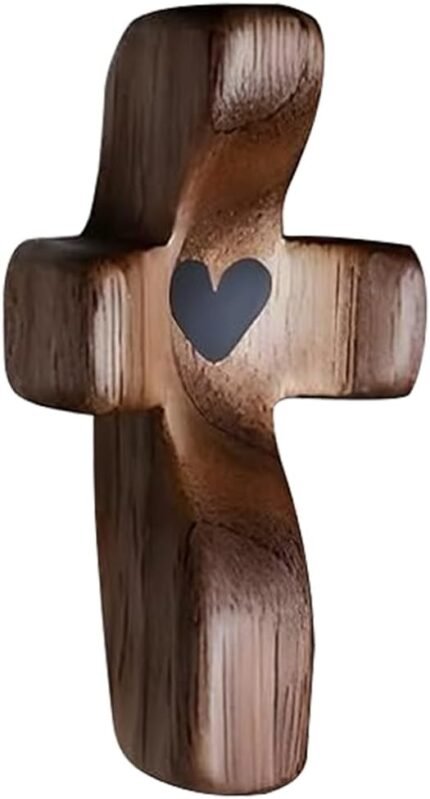 Wooden Pocket Cross Stress Relief Fidget Gift - Black Christian Encouragement Religious Handheld Cross (1 Piece)