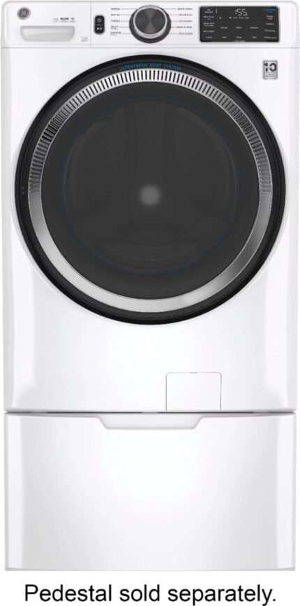 GE - 4.8 CuFt High-Efficiency Stackable Smart Front Load Washer w/UltraFresh Vent System & Microban Antimicrobial Technology - White on white