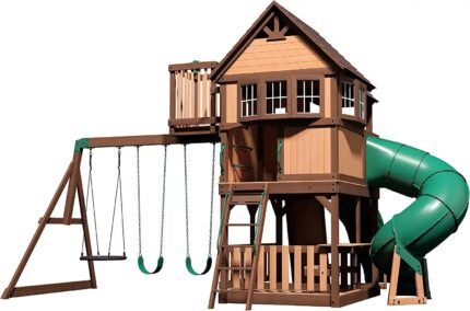 Backyard Discovery Skyfort III Cedar Swing Set w/ Tube Slide - DIY