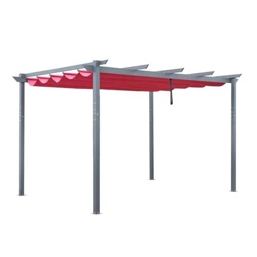 Aleko Aluminum Outdoor Retractable Canopy Pergola - 13 x 10 Ft - Burgundy Color PERGBURG10X13-AP